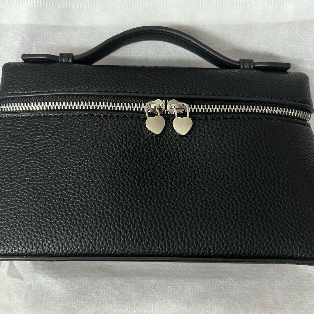 Chic Black Textured Cosmetic Bag